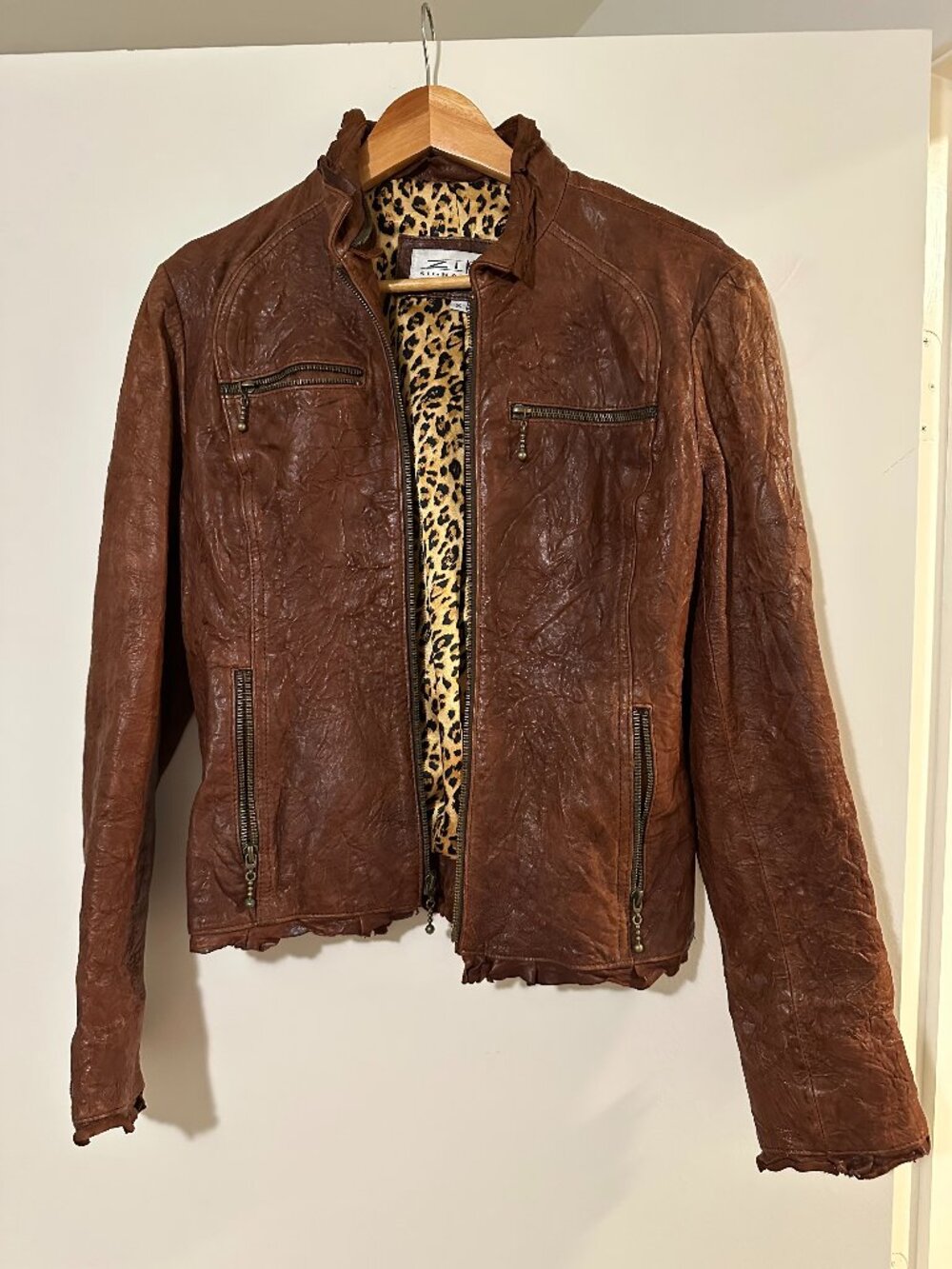 Zini Signature Leather Jacket, Size Small